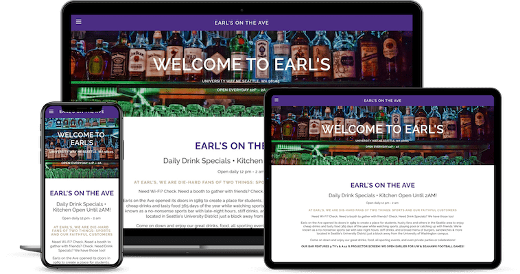 Seattle restaurant bar website design